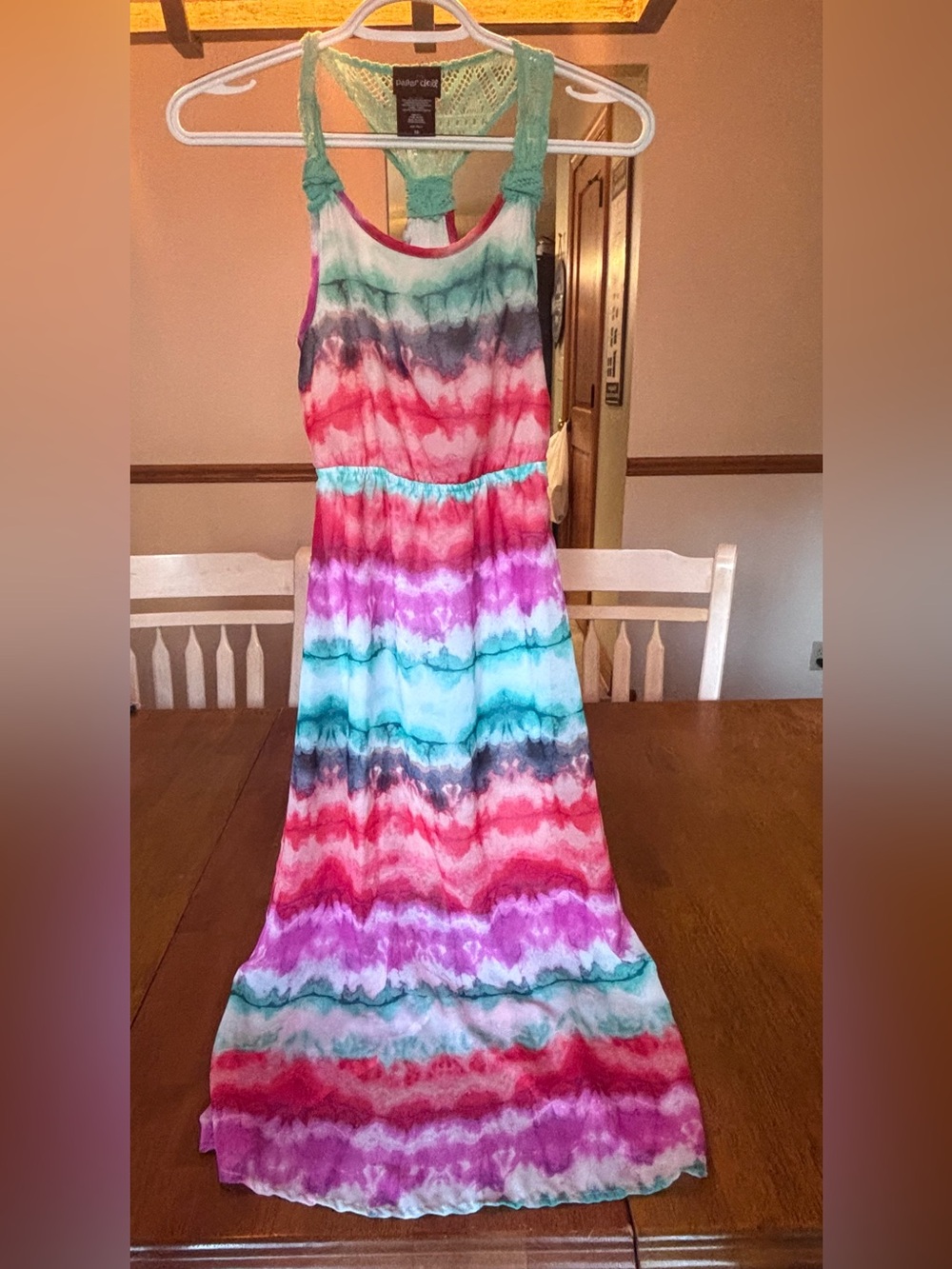 Girls Tie-Dye Maxi Dress in Pink, Turquoise, Purple (10)